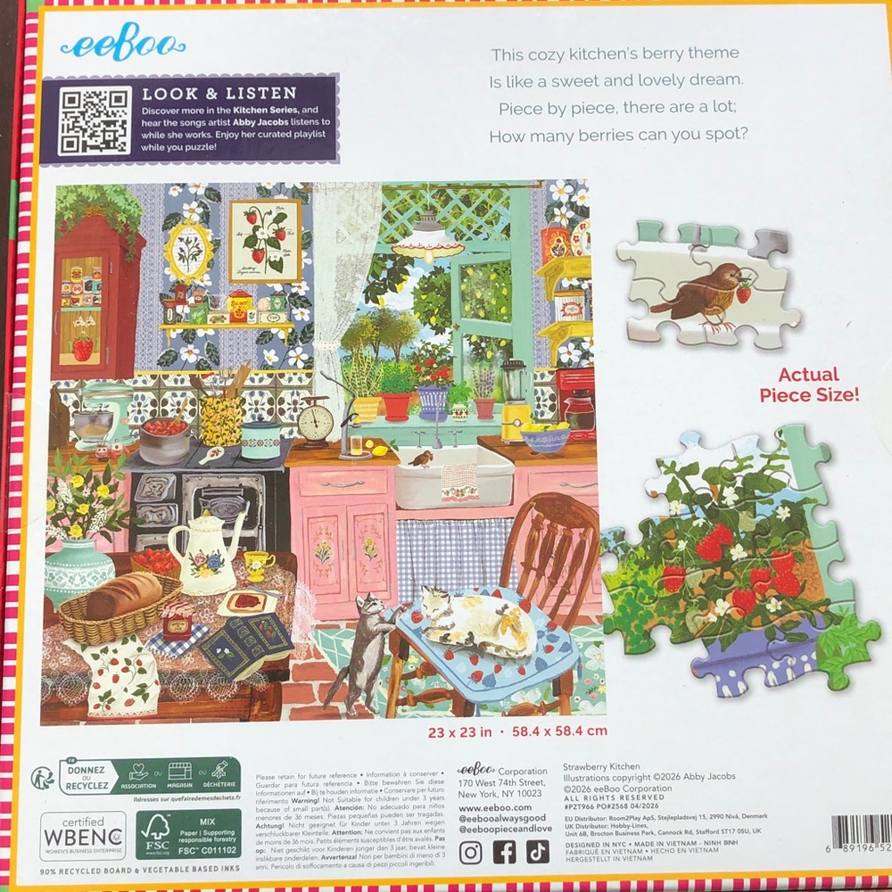 EeBoo Strawberry Kitchen 1000 piece puzzle - Picture 2 of 6